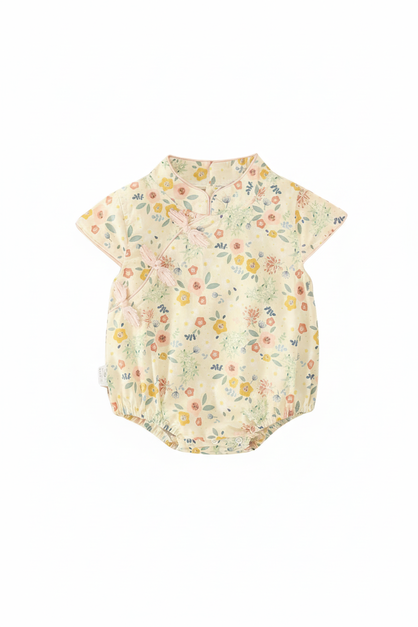 Cream floral romper - no headband
